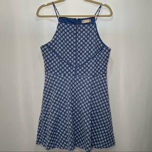 Altar’d State Blue and White Embroidered Floral Mini Dress